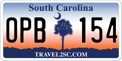 SC license plate OPB154