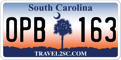 SC license plate OPB163