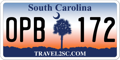 SC license plate OPB172
