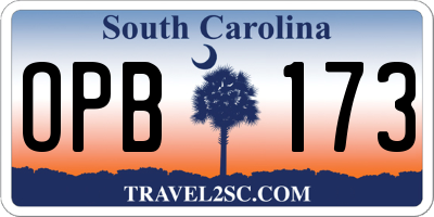 SC license plate OPB173