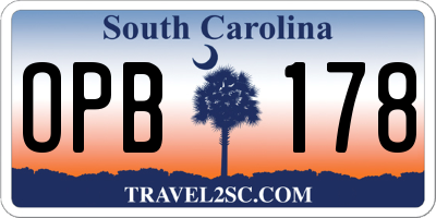 SC license plate OPB178