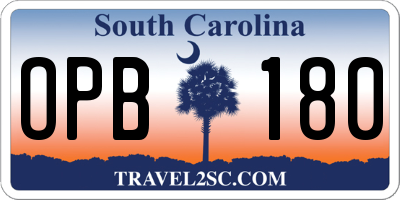 SC license plate OPB180