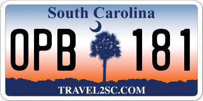 SC license plate OPB181