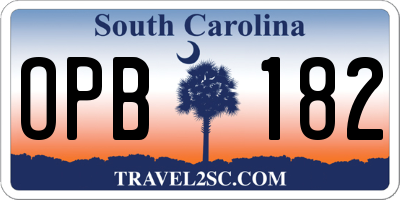 SC license plate OPB182