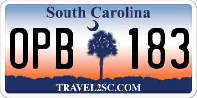 SC license plate OPB183