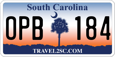 SC license plate OPB184