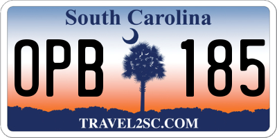 SC license plate OPB185