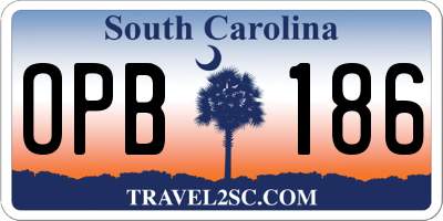 SC license plate OPB186