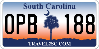 SC license plate OPB188