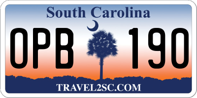 SC license plate OPB190