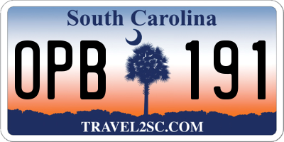 SC license plate OPB191