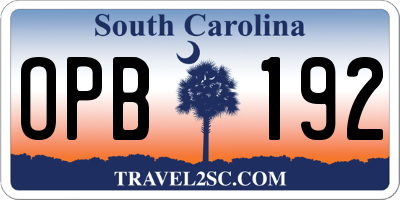 SC license plate OPB192
