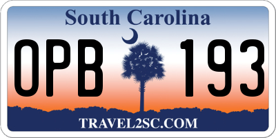 SC license plate OPB193