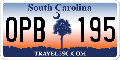 SC license plate OPB195