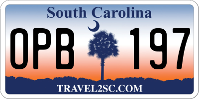 SC license plate OPB197