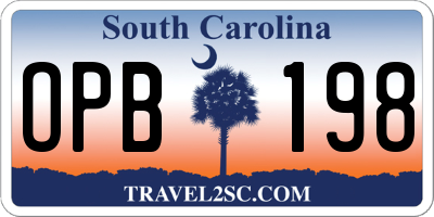 SC license plate OPB198