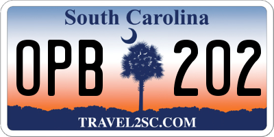 SC license plate OPB202