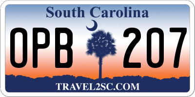 SC license plate OPB207