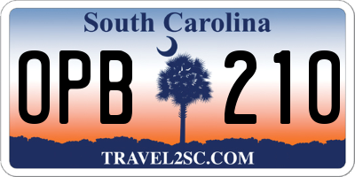 SC license plate OPB210