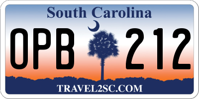 SC license plate OPB212