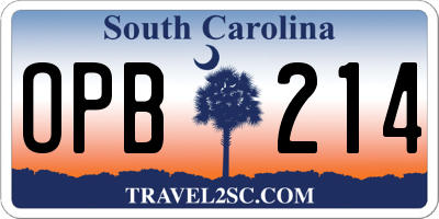 SC license plate OPB214
