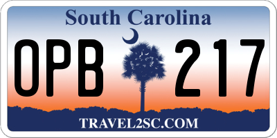 SC license plate OPB217