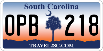 SC license plate OPB218