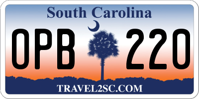 SC license plate OPB220