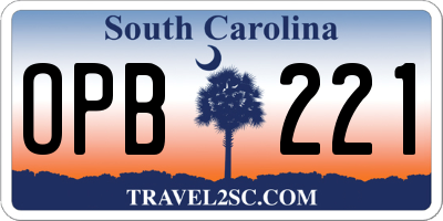 SC license plate OPB221
