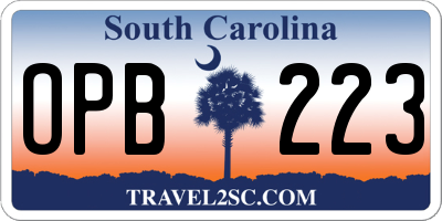 SC license plate OPB223