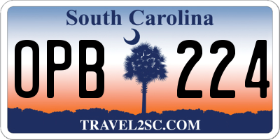 SC license plate OPB224