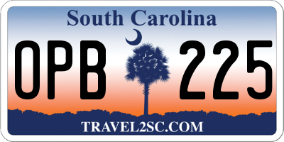 SC license plate OPB225