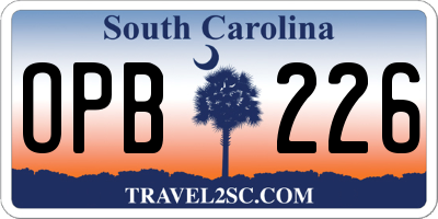 SC license plate OPB226