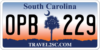 SC license plate OPB229