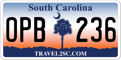 SC license plate OPB236