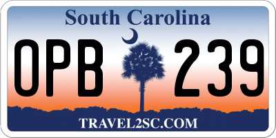 SC license plate OPB239