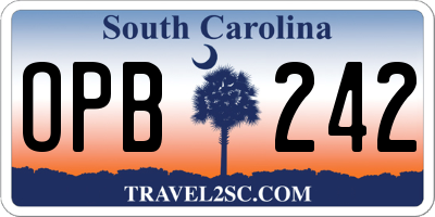 SC license plate OPB242