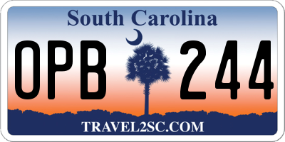SC license plate OPB244