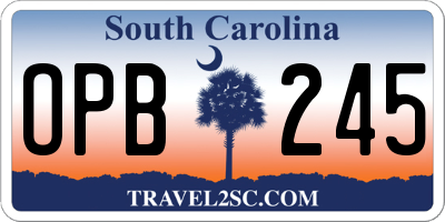 SC license plate OPB245
