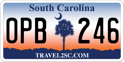SC license plate OPB246