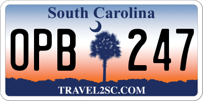 SC license plate OPB247