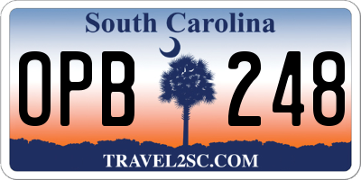 SC license plate OPB248