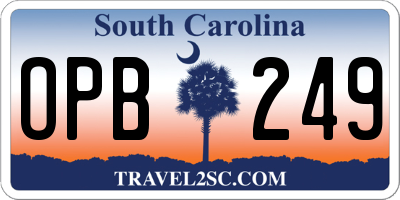 SC license plate OPB249