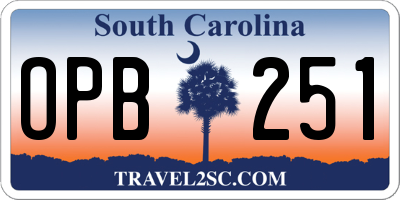 SC license plate OPB251