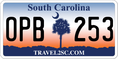 SC license plate OPB253