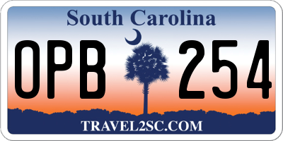 SC license plate OPB254