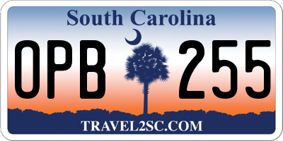 SC license plate OPB255