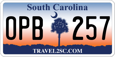SC license plate OPB257
