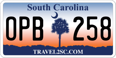 SC license plate OPB258