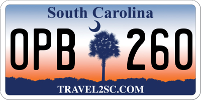 SC license plate OPB260